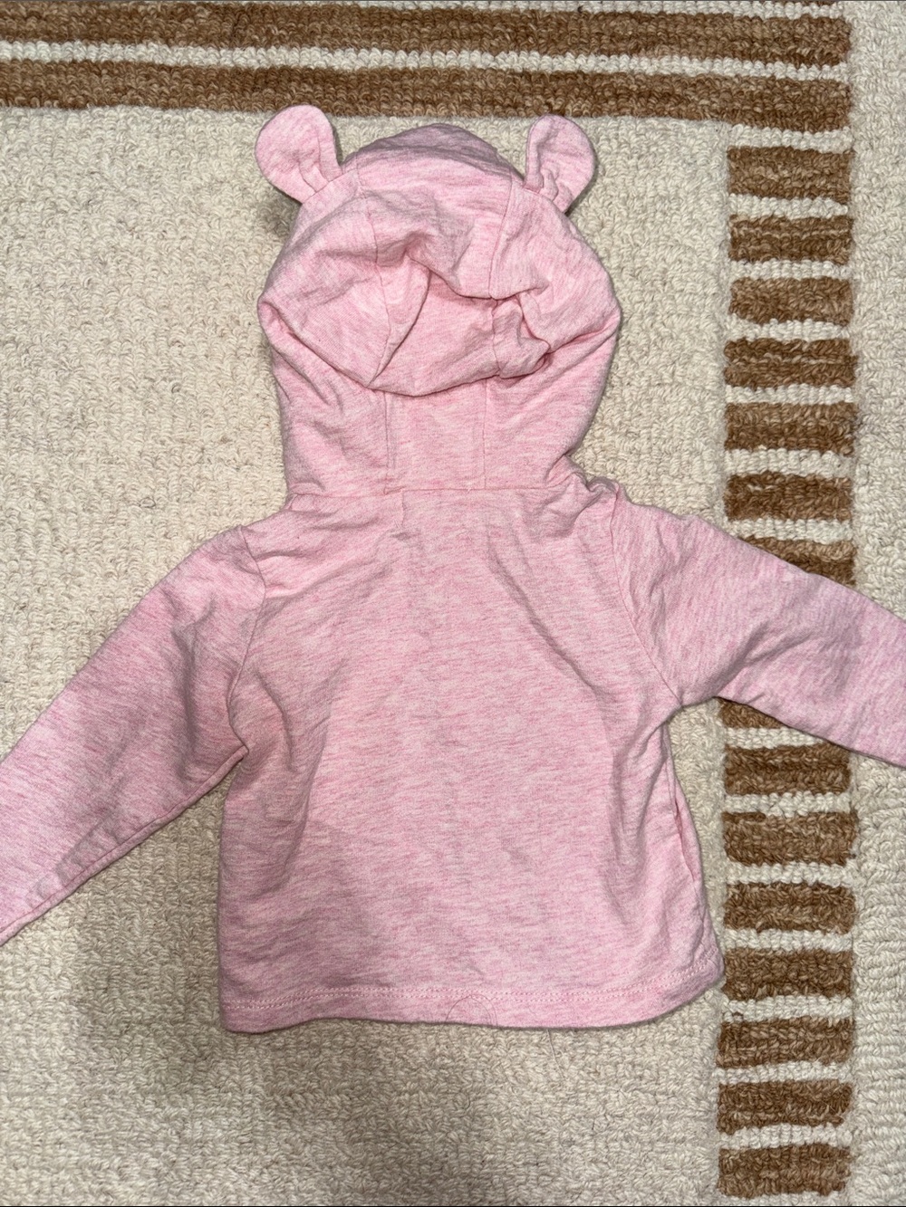 Rabbit + Bear 2 Piece Pink Hooded Outfit Set 6-9 Months 100% Cotton Like New - Picture 3 of 3